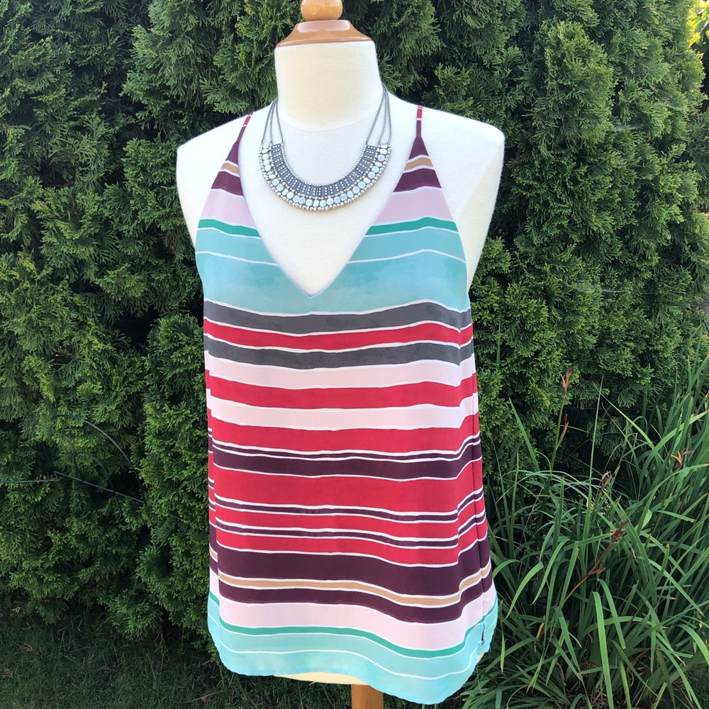 Ann Taylor LOFT Size M Color Striped V Neck Camisole Blouse Top